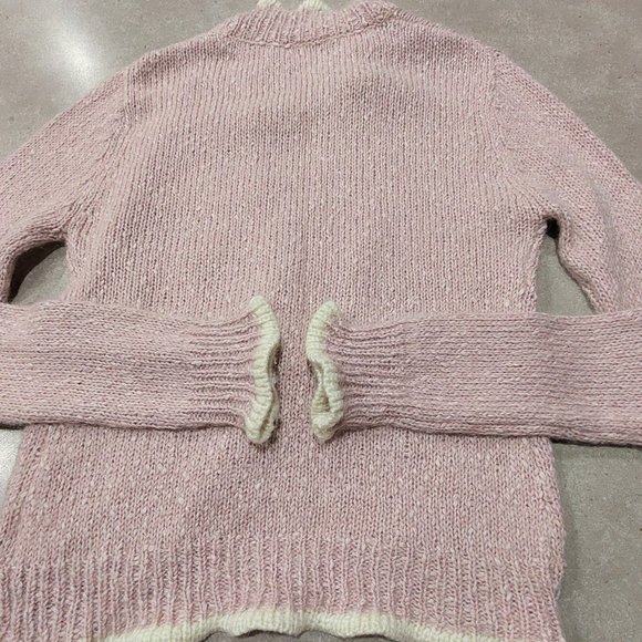 Mac & Jac  Acrylic/Cotton/Mohair Sweater - Light Pink/White - Size Medium - Picture 4 of 11